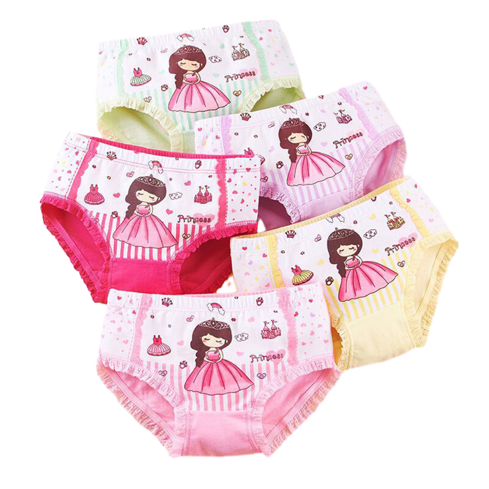LYMAYTER 4 pcs Kids Girls Cotton Underwear Toddler Cute pattern Boxer Briefs Breathable Boxer Jock Panties for 2-12 years